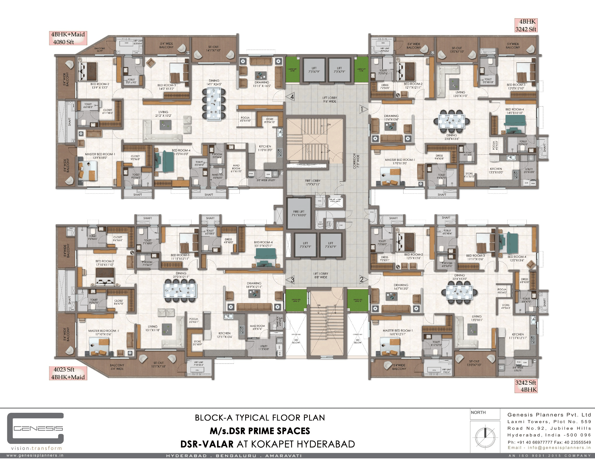 DSR Valar 4 BHK floor plan type 1